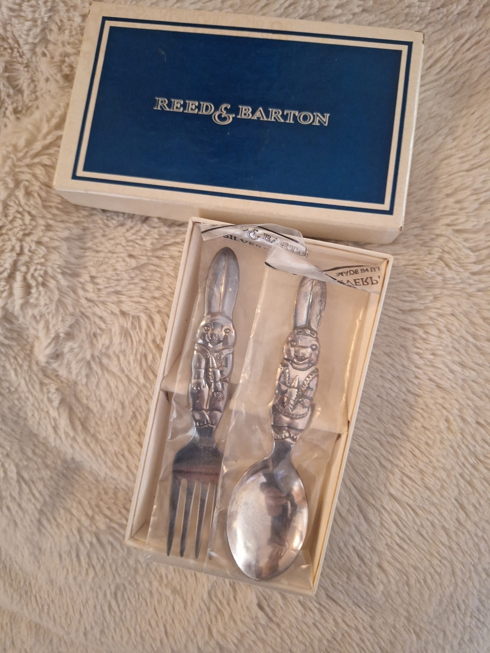 Reed & Barton Silverplated Bunny Children's Fork and Spoon Set